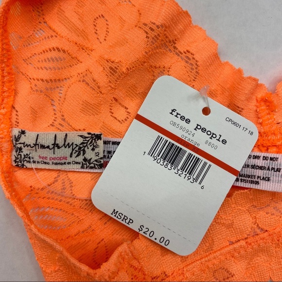 Intimately Free People Galloon Lace Racerback Bralette Extra Small Orange - Picture 3 of 7